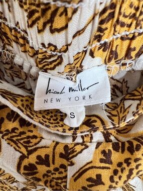 Nicole Miller Floral Blouse in Cream, Mustard & Brown